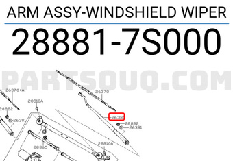 Nissan 288817S000 ARM ASSY-WINDSHIELD WIPER
