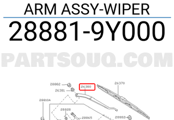 Nissan 288819Y000 ARM ASSY-WIPER