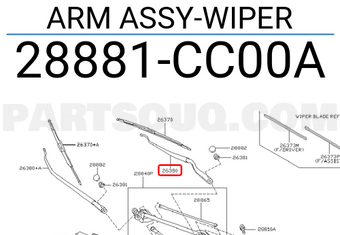 Nissan 28881CC00A ARM ASSY-WIPER