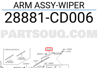 Nissan 28881CD006 ARM ASSY-WIPER