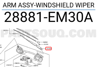 Nissan 28881EM30A ARM ASSY-WINDSHIELD WIPER