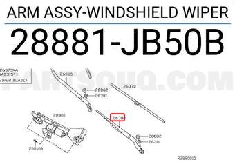 Nissan 28881JB50B ARM ASSY-WINDSHIELD WIPER