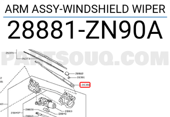 Nissan 28881ZN90A ARM ASSY-WINDSHIELD WIPER