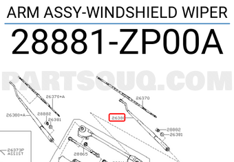 Nissan 28881ZP00A ARM ASSY-WINDSHIELD WIPER