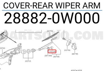 Nissan 288820W000 COVER-REAR WIPER ARM