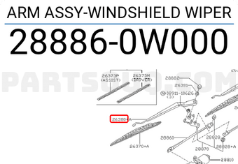 Nissan 288860W000 ARM ASSY-WINDSHIELD WIPER