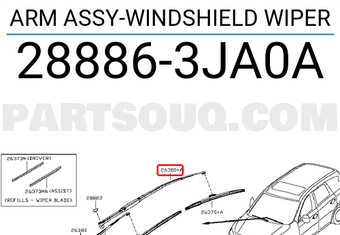Nissan 288863JA0A ARM ASSY-WINDSHIELD WIPER