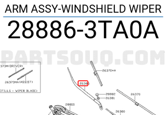 Nissan 288863TA0A ARM ASSY-WINDSHIELD WIPER