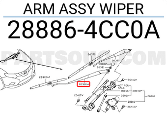 Nissan 288864CC0A ARM ASSY WIPER