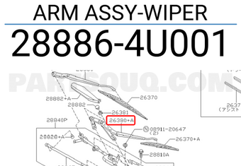 Nissan 288864U001 ARM ASSY-WIPER
