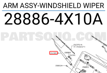 Nissan 288864X10A ARM ASSY-WINDSHIELD WIPER
