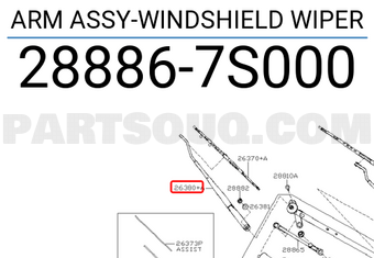 Nissan 288867S000 ARM ASSY-WINDSHIELD WIPER