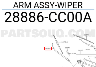 Nissan 28886CC00A ARM ASSY-WIPER