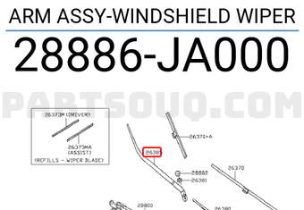 Nissan 28886JA000 ARM ASSY-WINDSHIELD WIPER