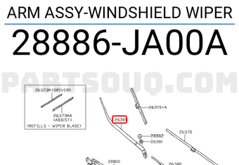 Nissan 28886JA00A ARM ASSY-WINDSHIELD WIPER