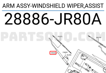 Nissan 28886JR80A ARM ASSY-WINDSHIELD WIPER,ASSIST