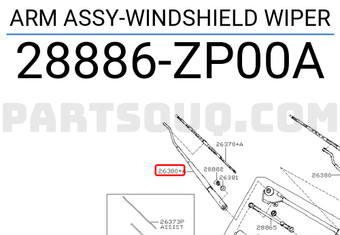 Nissan 28886ZP00A ARM ASSY-WINDSHIELD WIPER