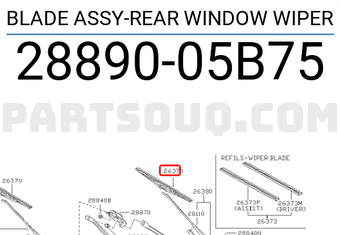 Nissan 2889005B75 BLADE ASSY-REAR WINDOW WIPER