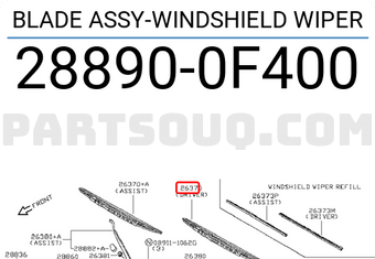 Nissan 288900F400 BLADE ASSY-WINDSHIELD WIPER