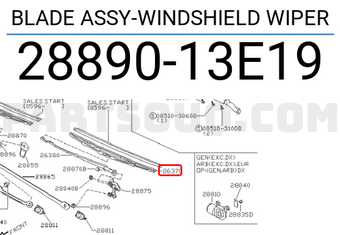 Nissan 2889013E19 BLADE ASSY-WINDSHIELD WIPER