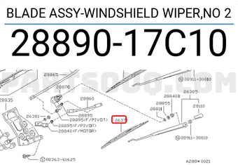 Nissan 2889017C10 BLADE ASSY-WINDSHIELD WIPER,NO 2