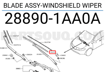 Nissan 288901AA0A BLADE ASSY-WINDSHIELD WIPER