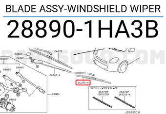 Nissan 288901HA3B BLADE ASSY-WINDSHIELD WIPER