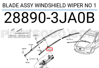 Nissan 288903JA0B BLADE ASSY WINDSHIELD WIPER NO 1