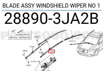 Nissan 288903JA2B BLADE ASSY WINDSHIELD WIPER NO 1