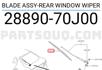 Nissan 2889070J00 BLADE ASSY-REAR WINDOW WIPER