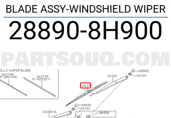 Nissan 288908H900 BLADE ASSY-WINDSHIELD WIPER