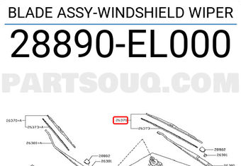 Nissan 28890EL000 BLADE ASSY-WINDSHIELD WIPER