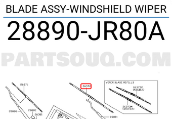 Nissan 28890JR80A BLADE ASSY-WINDSHIELD WIPER