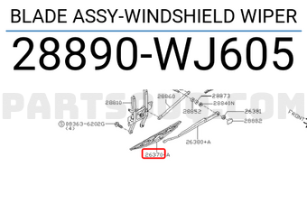 Nissan 28890WJ605 BLADE ASSY-WINDSHIELD WIPER