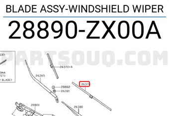 Nissan 28890ZX00A BLADE ASSY-WINDSHIELD WIPER