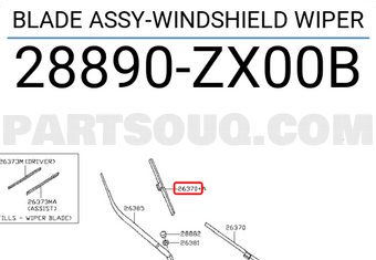 Nissan 28890ZX00B BLADE ASSY-WINDSHIELD WIPER
