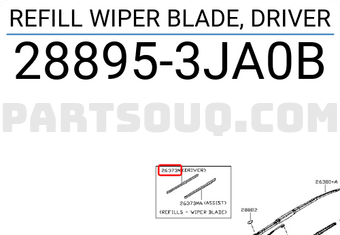 Nissan 288953JA0B REFILL WIPER BLADE, DRIVER