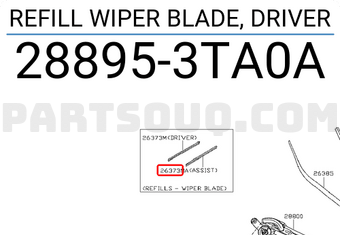Nissan 288953TA0A REFILL WIPER BLADE, DRIVER