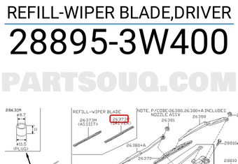 Nissan 288953W400 REFILL-WIPER BLADE,DRIVER