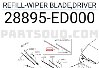 Nissan 28895ED000 REFILL-WIPER BLADE,DRIVER