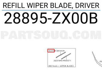 Nissan 28895ZX00B REFILL WIPER BLADE, DRIVER