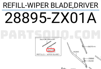 Nissan 28895ZX01A REFILL-WIPER BLADE,DRIVER