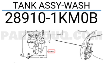 Nissan 289101KM0B TANK ASSY-WASH