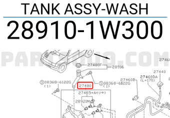 Nissan 289101W300 TANK ASSY-WASH