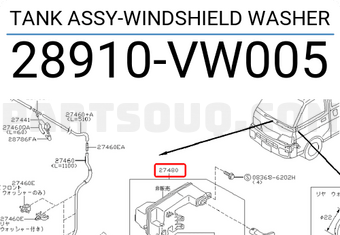 Nissan 28910VW005 TANK ASSY-WINDSHIELD WASHER