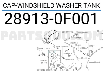 Nissan 289130F001 CAP-WINDSHIELD WASHER TANK