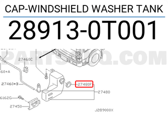 Nissan 289130T001 CAP-WINDSHIELD WASHER TANK