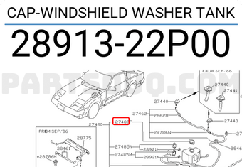 Nissan 2891322P00 CAP-WINDSHIELD WASHER TANK