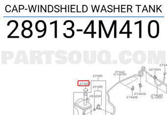 Nissan 289134M410 CAP-WINDSHIELD WASHER TANK