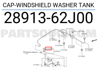 Nissan 2891362J00 CAP-WINDSHIELD WASHER TANK